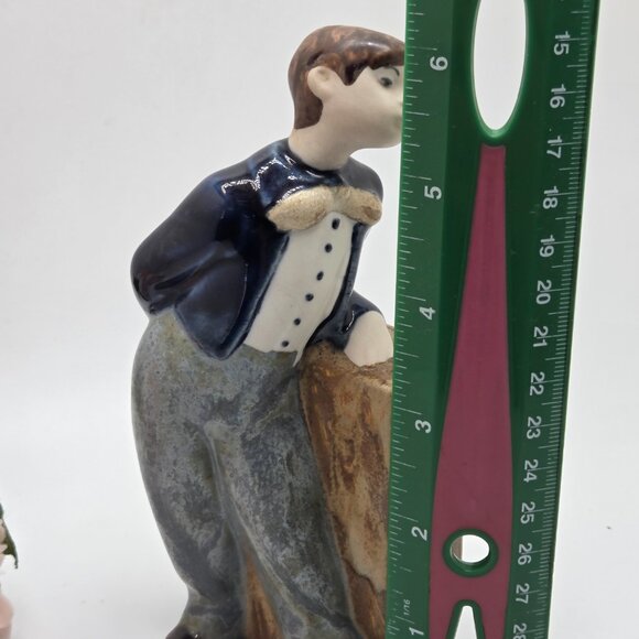 Vintage Hummelwerk Rex Valencia Spain Figurine Boy Cobalt Blue Leaning Porcelain - Picture 10 of 12